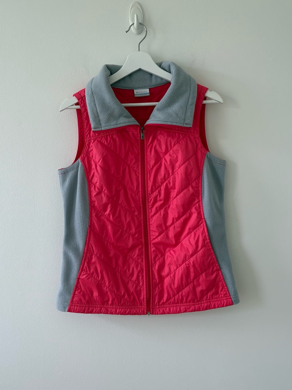 Columbia Women’s Pink Quilted Front Vest with Gray Panels